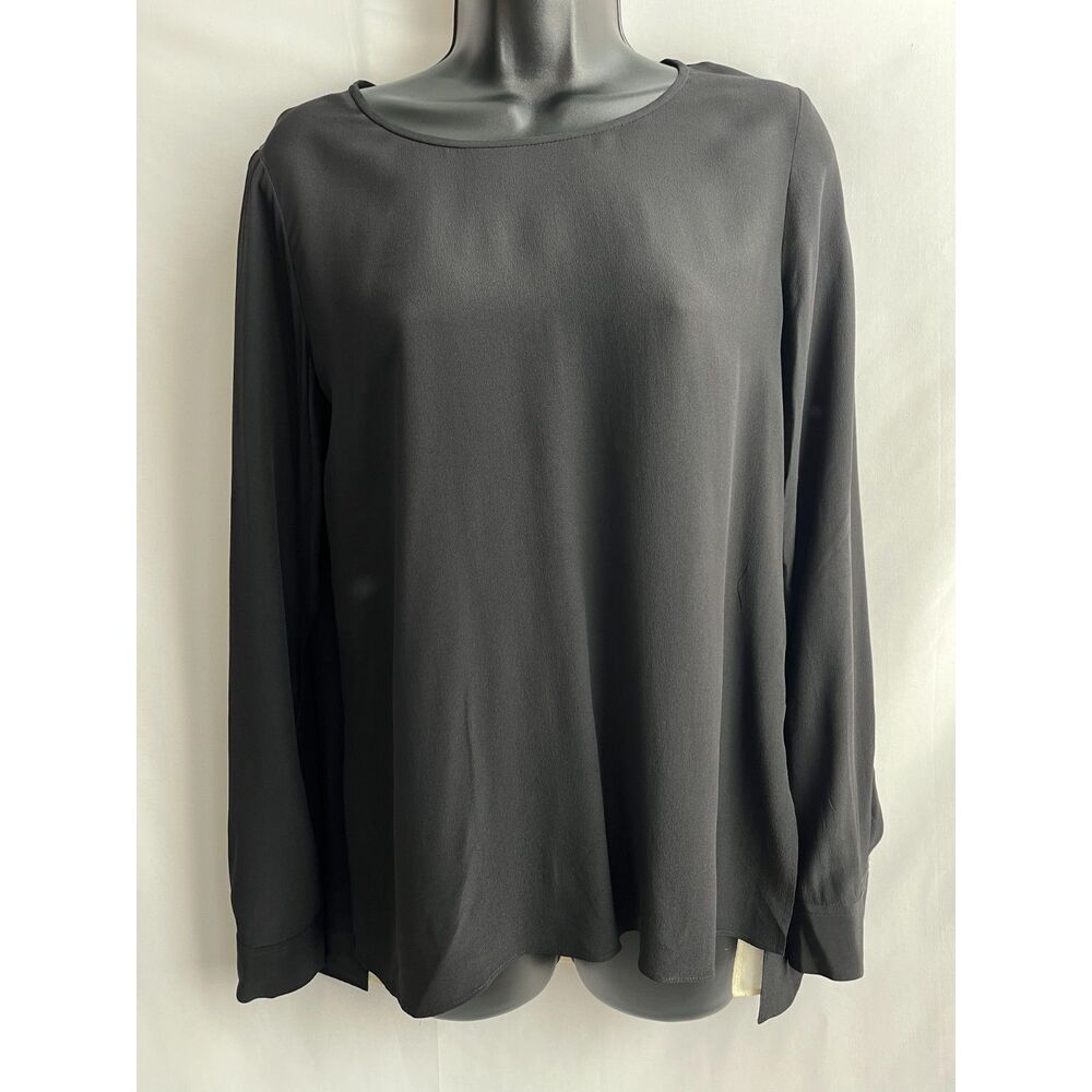 Wilfred 100% Silk Black White Long Long Sleeve Blouse XS Formal Office Career